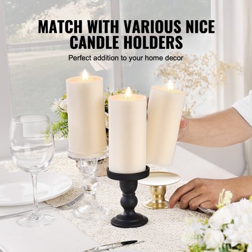 3 Pack White Unscented Pillar Candles 65 Hours Long Burning Pillar Candle