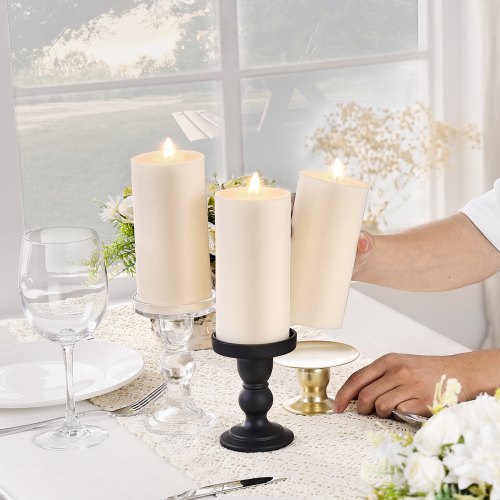 3 Pack White Unscented Pillar Candles 65 Hours Long Burning Pillar Candle