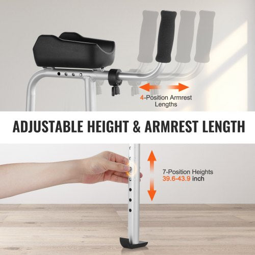 2 in 1 Folding Walker with Armrest Pads 5 Solid Wheel Height Adjustable –
