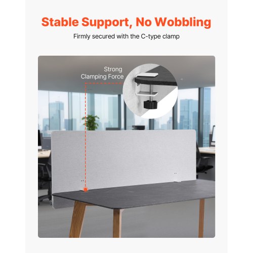 Desk Divider Privacy Panel 60 x 24 Clampon Office Desk Partition PET