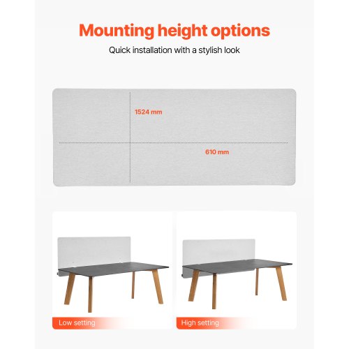 Desk Divider Privacy Panel 60 x 24 Clampon Office Desk Partition PET