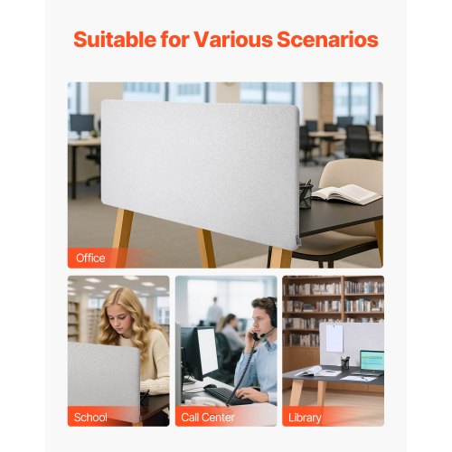 Desk Divider Privacy Panel 60 x 24 Clampon Office Desk Partition PET