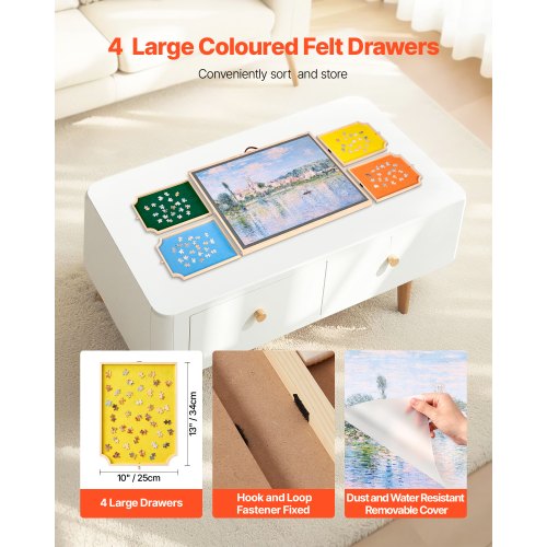 1000 Piece Rotating Puzzle Board with 4 Colorful Felt Drawers and Cover