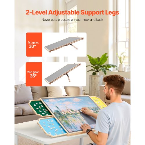 1000 Piece Rotating Puzzle Board with 4 Colorful Felt Drawers and Cover