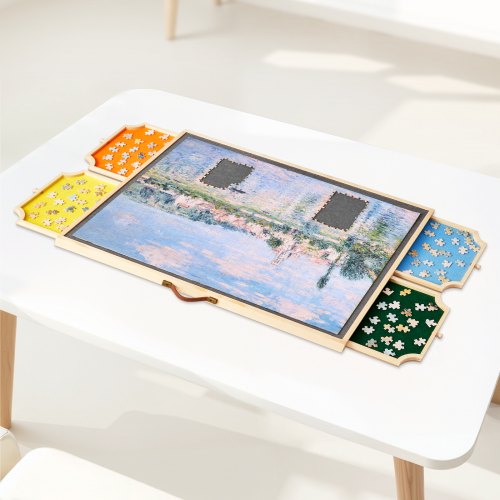 1000 Piece Rotating Puzzle Board with 4 Colorful Felt Drawers and Cover