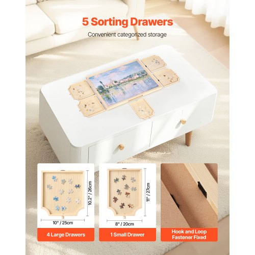 1000 Piece Rotating Puzzle Board with 5 Drawers and Cover 29x21 in Portable