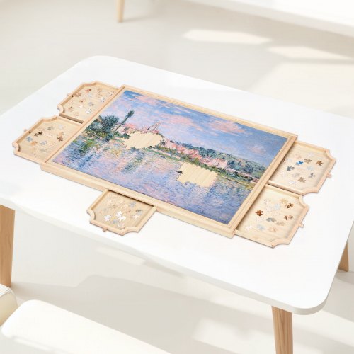 1000 Piece Rotating Puzzle Board with 5 Drawers and Cover 29x21 in Portable