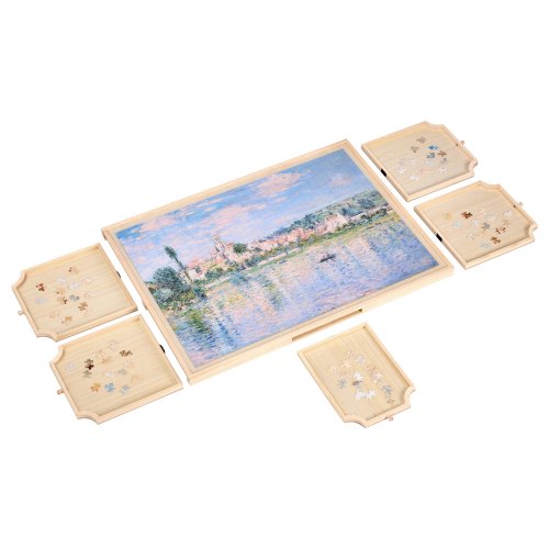 1000 Piece Rotating Puzzle Board with 5 Drawers and Cover 29x21 in Portable