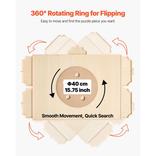 1500 Piece Rotating Puzzle Board with 5 Drawers and Cover 34x25 inch
