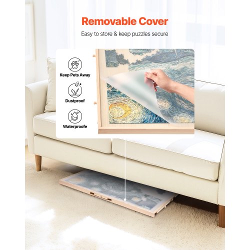 1500 Piece Rotating Puzzle Board with 5 Drawers and Cover 34x25 inch