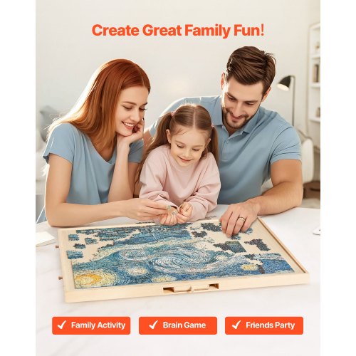 1500 Piece Rotating Puzzle Board with 5 Drawers and Cover 34x25 inch