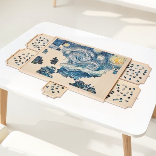 1500 Piece Rotating Puzzle Board with 5 Drawers and Cover 34x25 inch