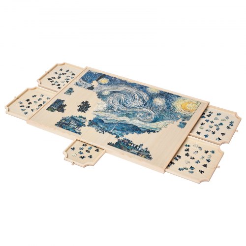 1500 Piece Rotating Puzzle Board with 5 Drawers and Cover 34x25 inch
