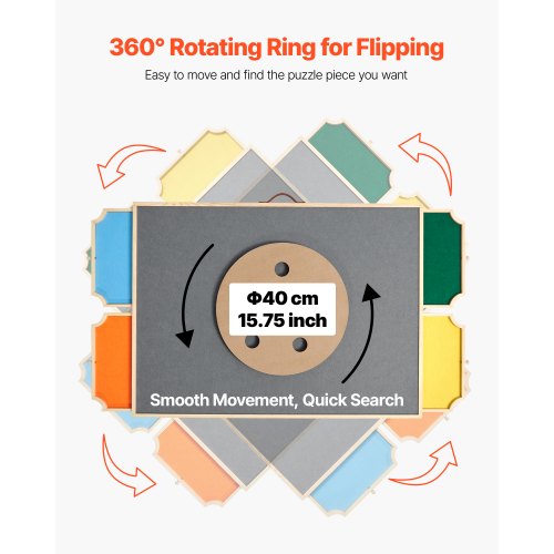 1500 Piece Rotating Puzzle Board with 4 Colorful Felt Drawers and Cover