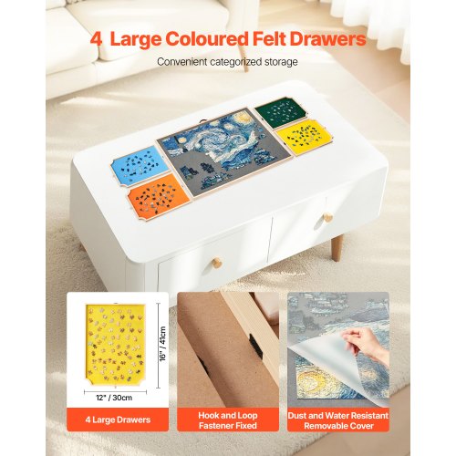 1500 Piece Rotating Puzzle Board with 4 Colorful Felt Drawers and Cover