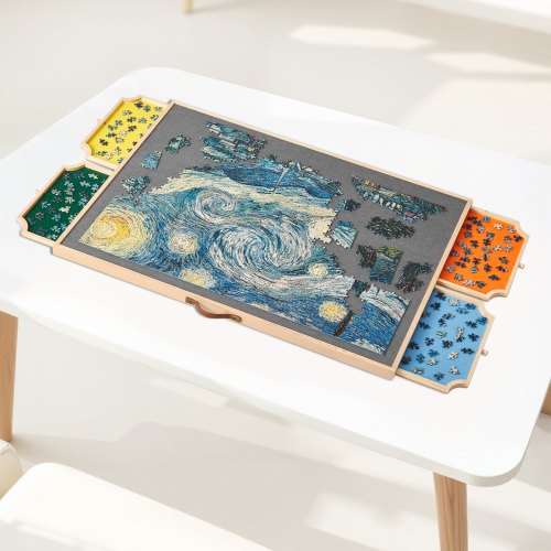1500 Piece Rotating Puzzle Board with 4 Colorful Felt Drawers and Cover