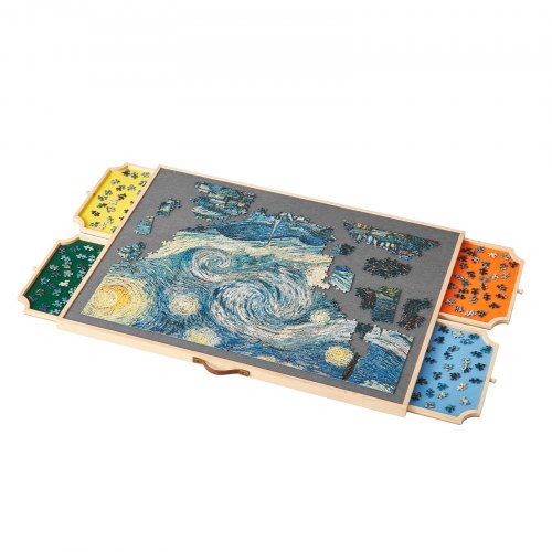 1500 Piece Rotating Puzzle Board with 4 Colorful Felt Drawers and Cover