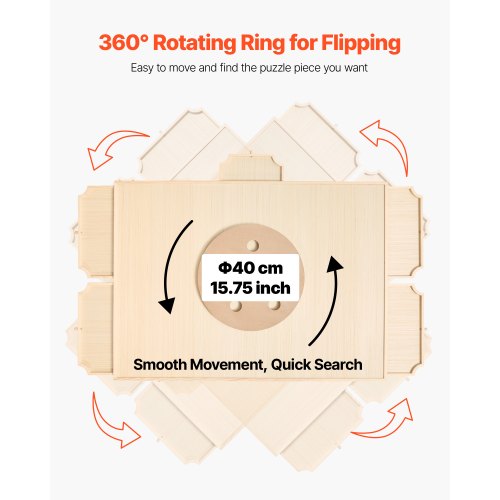 2000 Piece Rotating Puzzle Board with 5 Drawers and Cover 40x29 in Portable