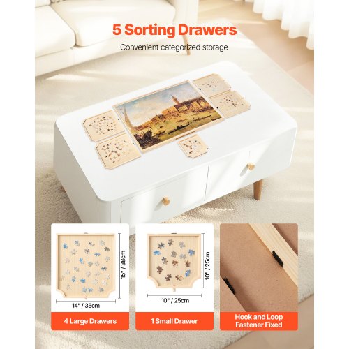 2000 Piece Rotating Puzzle Board with 5 Drawers and Cover 40x29 in Portable