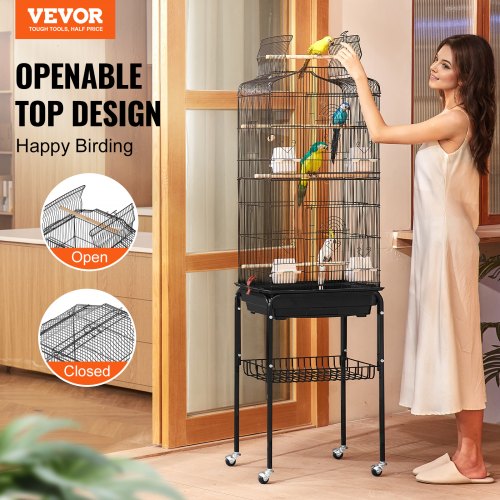 64inch Open Top Large Parrot Bird Cage with Detachable Rolling Stand