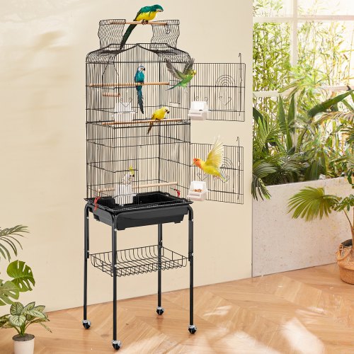 64inch Open Top Large Parrot Bird Cage with Detachable Rolling Stand