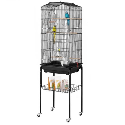 64inch Open Top Large Parrot Bird Cage with Detachable Rolling Stand
