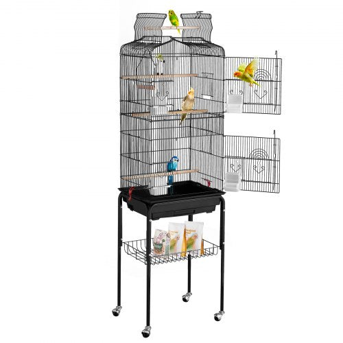 64inch Open Top Large Parrot Bird Cage with Detachable Rolling Stand