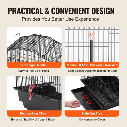 41inch Open Top Large Parrot Bird Cage Hanging Bird Cage for Parakeets