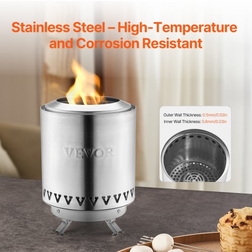 Tabletop Fire Pit6 inch Stainless Steel Tabletop Fireplace Indoor