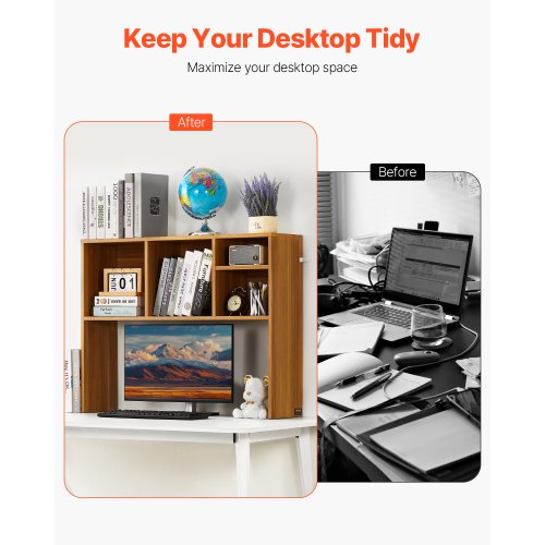 Desktop Bookshelf 1Tier Wood Desktop Storage Organizer 37 x 94 x 287
