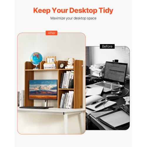 Desktop Bookshelf 2Tier Wood Desktop Storage Organizer 372 x 95 x