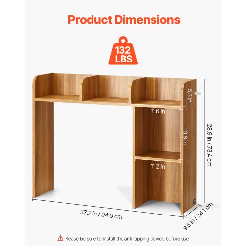 Desktop Bookshelf 2Tier Wood Desktop Storage Organizer 372 x 95 x