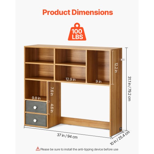 Desktop Bookshelf 3Tier Wood Desktop Storage Organizer 37 x 10 x 311