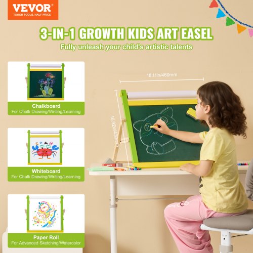 Tabletop Art Easel for Kids 3in1 Wooden DoubleSided Kids Art Easel