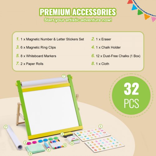 Tabletop Art Easel for Kids 3in1 Wooden DoubleSided Kids Art Easel
