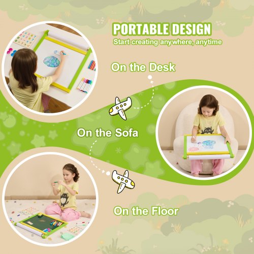 Tabletop Art Easel for Kids 3in1 Wooden DoubleSided Kids Art Easel