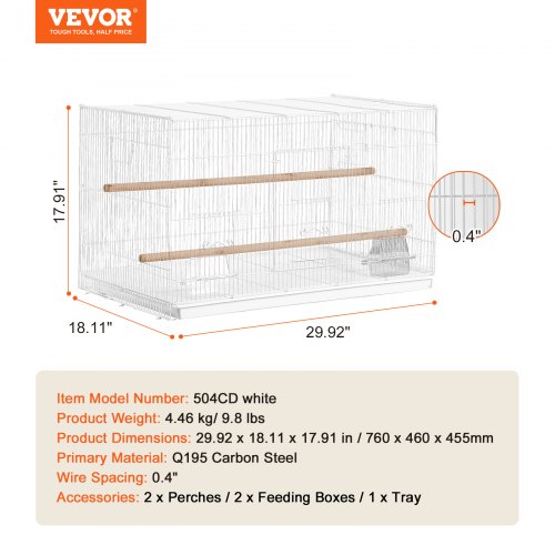 30inch Flight Bird Cage Stackable Bird Cage for Small Parrots Canaries