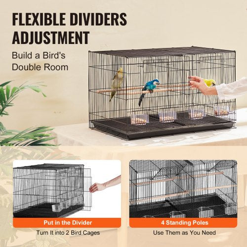 30inch Flight Bird Cage Stackable Divided Small Parakeet Cage for Parrots