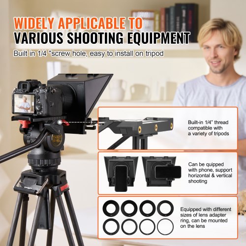 Teleprompter 8 Aluminum Alloy Desktop Prompter with Adjustable