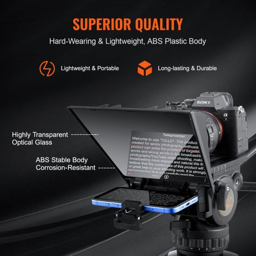 Teleprompter 8 Aluminum Alloy Desktop Prompter with Adjustable