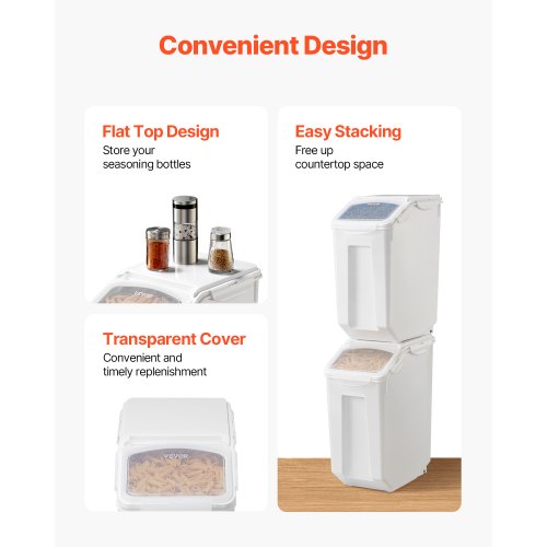 Rice Storage Container 45Gallon20L Capacity Large Dog Food Dispenser Bin