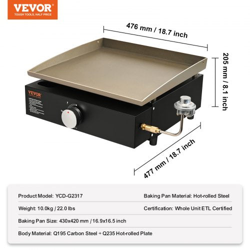Commercial Griddle 169 Heavy Duty Manual Flat Top Griddle Countertop Gas