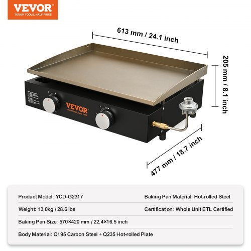 Commercial Griddle 224 Heavy Duty Manual Flat Top Griddle Countertop Gas