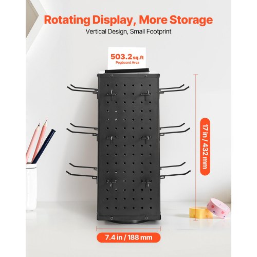 Rotating Pegboard Display Stand 74 x 74 x 17 in 4Sided Spinning Peg