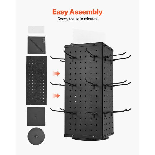 Rotating Pegboard Display Stand 74 x 74 x 17 in 4Sided Spinning Peg