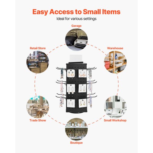 Rotating Pegboard Display Stand 74 x 74 x 17 in 4Sided Spinning Peg