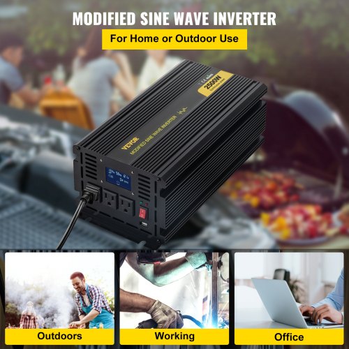 Power Inverter 2500W Modified Sine Wave Inverter DC 12V to AC 120V Car