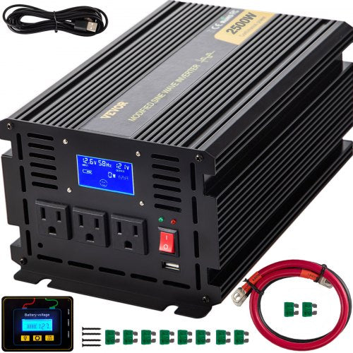 Power Inverter 2500W Modified Sine Wave Inverter DC 12V to AC 120V Car