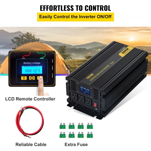 Power Inverter 2000W Modified Sine Wave Inverter DC 12V to AC 120V Car