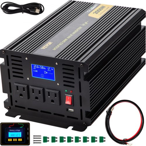 Power Inverter 2000W Modified Sine Wave Inverter DC 12V to AC 120V Car